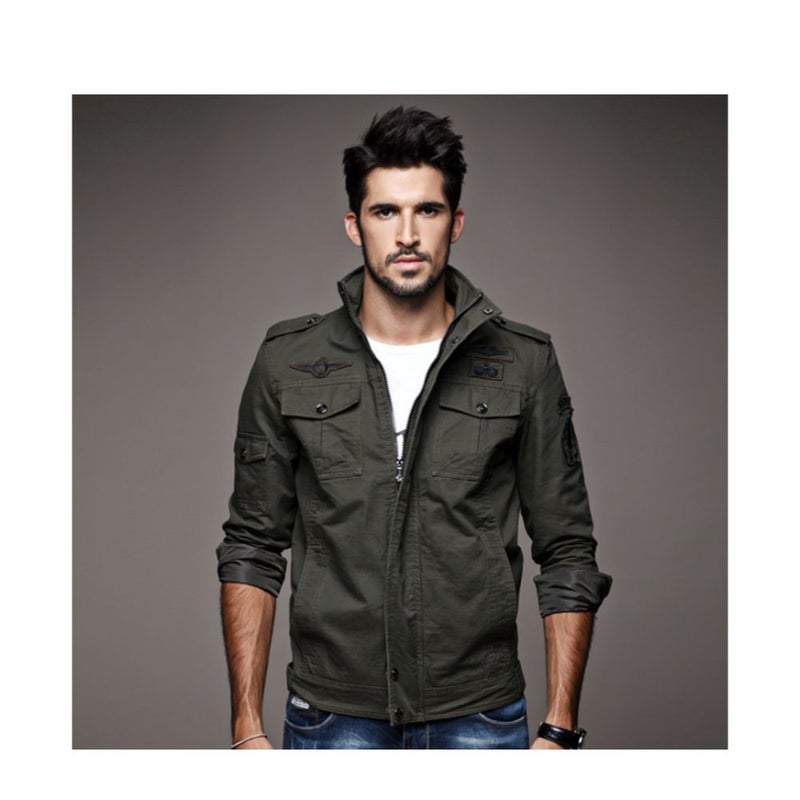 Zip-up Stand Collar Jacket Navy - Image 3