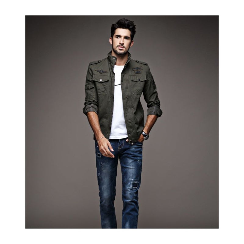 Zip-up Stand Collar Jacket Navy - Image 4