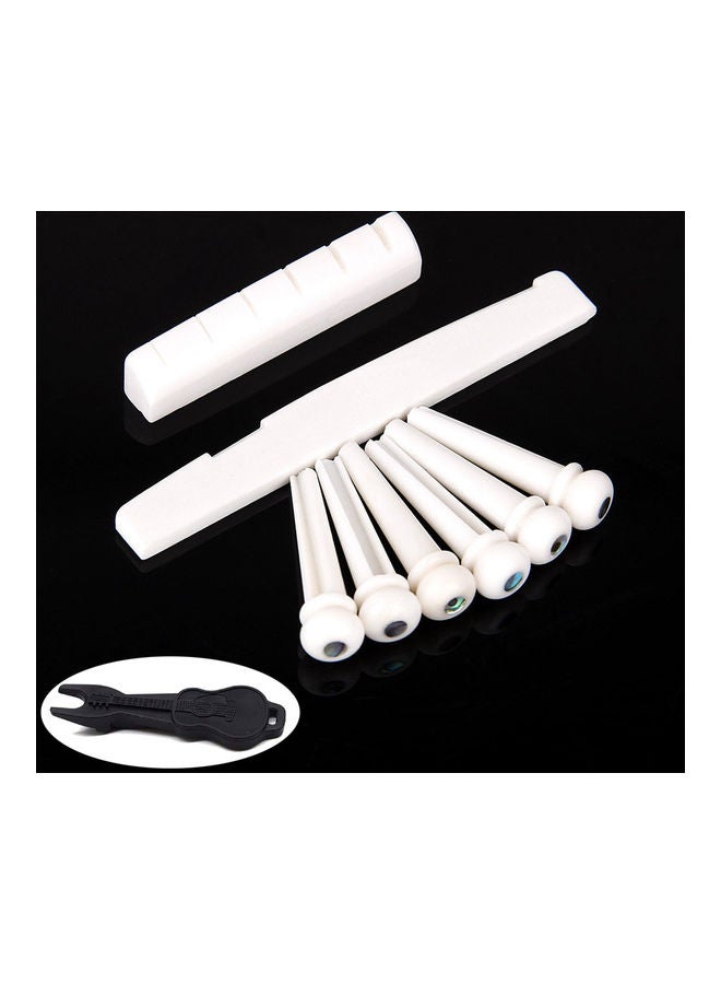 Generic - 6 Pieces Natural Cattle Bone Guitar Nut And Pins Puller For Folk Guitar Replacement Accessories - Image 1