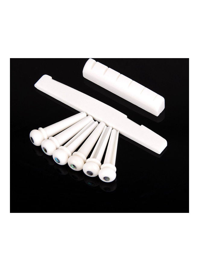 Generic - 6 Pieces Natural Cattle Bone Guitar Nut And Pins Puller For Folk Guitar Replacement Accessories - Image 1
