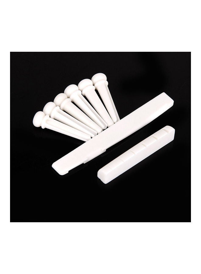 Generic - 6 Pieces Natural Cattle Bone Guitar Nut And Pins Puller For Folk Guitar Replacement Accessories - Image 1