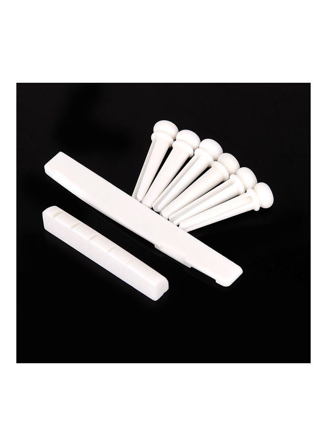 Generic - 6 Pieces Natural Cattle Bone Guitar Nut And Pins Puller For Folk Guitar Replacement Accessories - Image 1