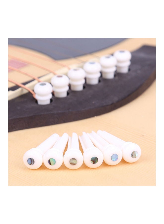 Generic - 6 Pieces Natural Cattle Bone Guitar Nut And Pins Puller For Folk Guitar Replacement Accessories - Image 1