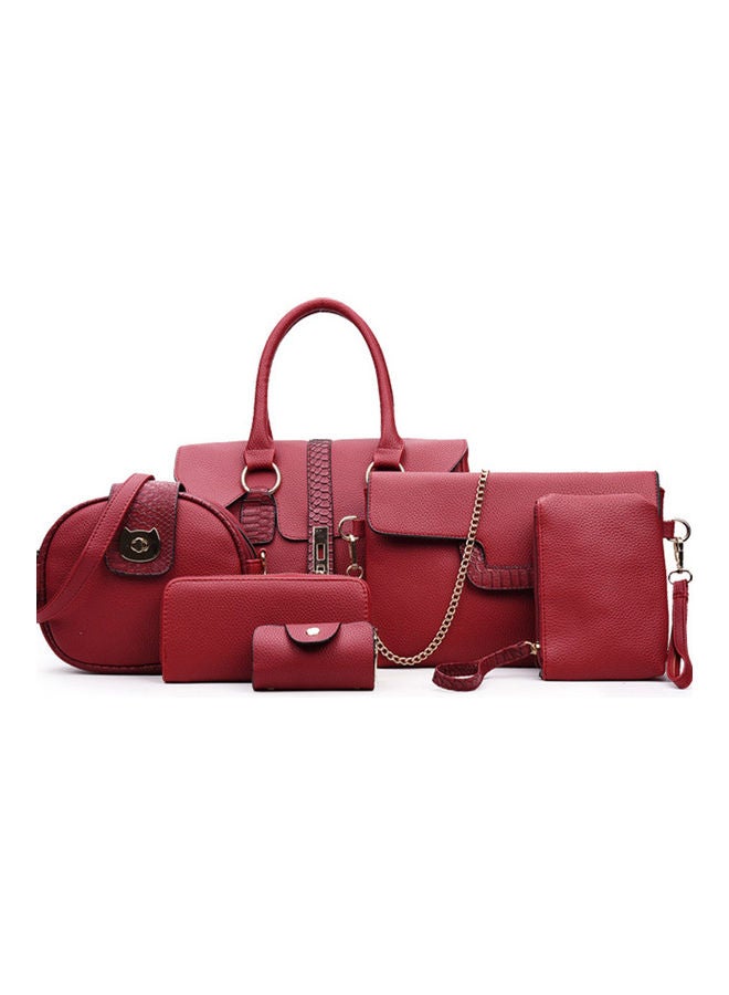 6-Piece Handbag Red - Image 1