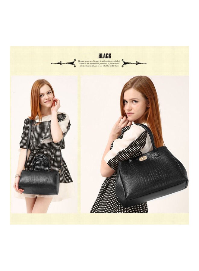 5-Piece Crocodile Pattern Handbag Black  - Image 3