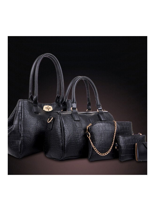 5-Piece Crocodile Pattern Handbag Black  - Image 2