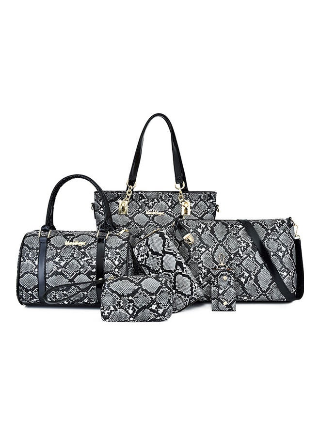 6-Piece European And American Style Snake Print Bag Set Black  - Image 1