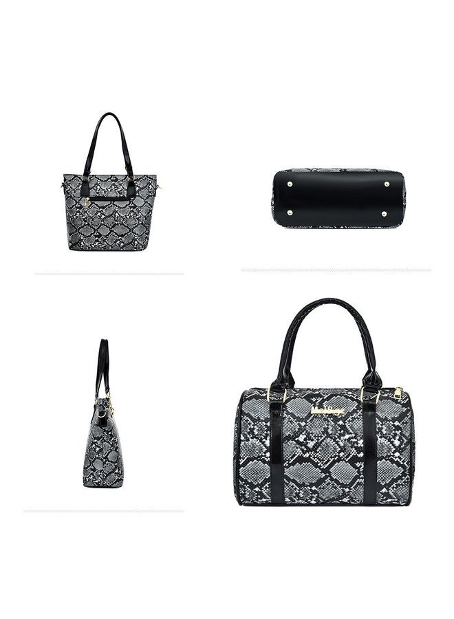 6-Piece European And American Style Snake Print Bag Set Black  - Image 2