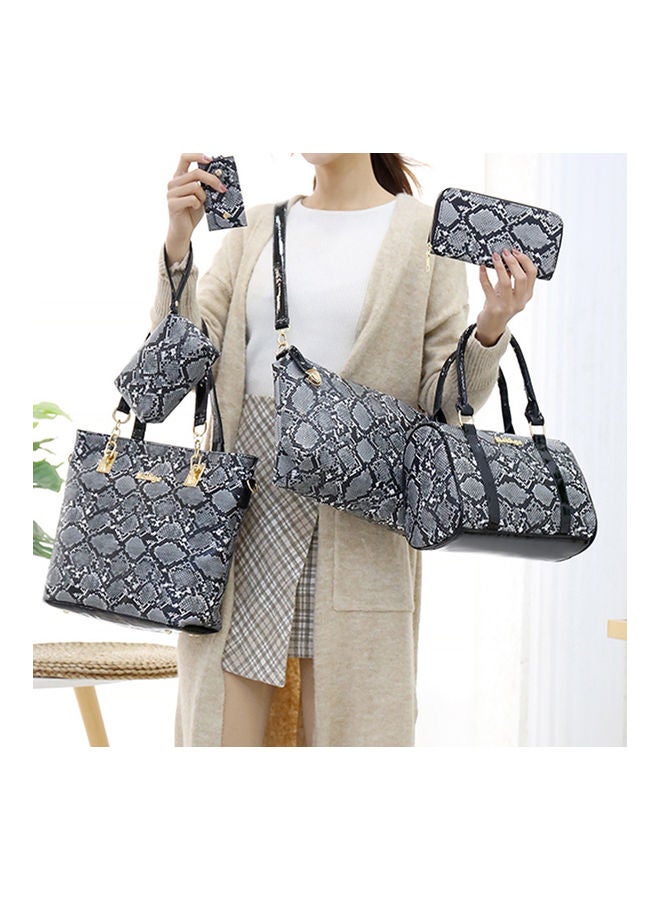 6-Piece European And American Style Snake Print Bag Set Black  - Image 5