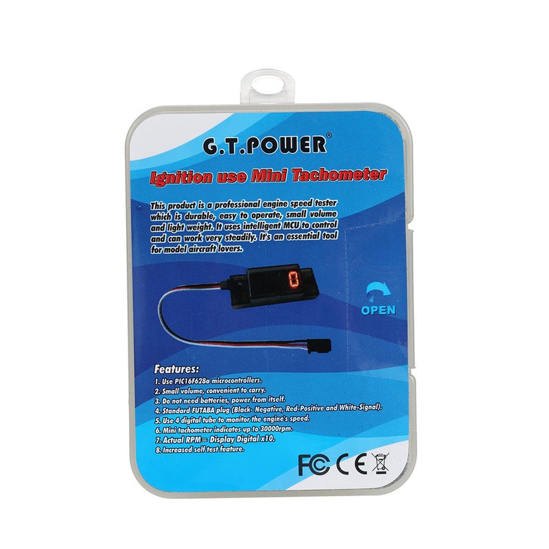 G.T.POWER - Ignition Mini Tachometer Revolution Meter For RC CDI Petrol Gas Engine 9 x 3 x 6.5cm - Image 1