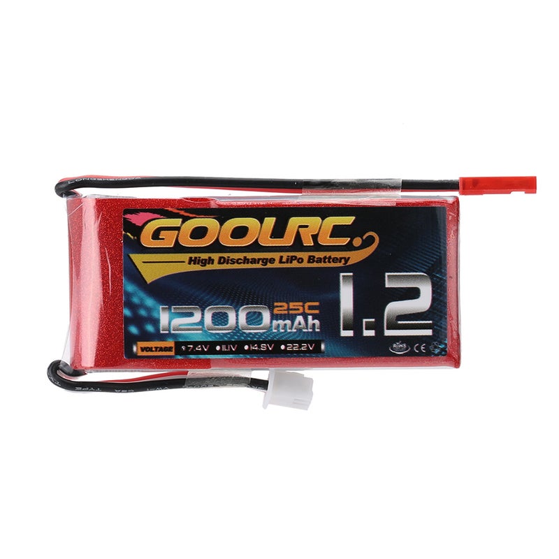 GoolRC - 2S 7.4V 1200mAh 25C Li-Po Battery With JST Plug 10.5 x 4 x 5.5cm - Image 1