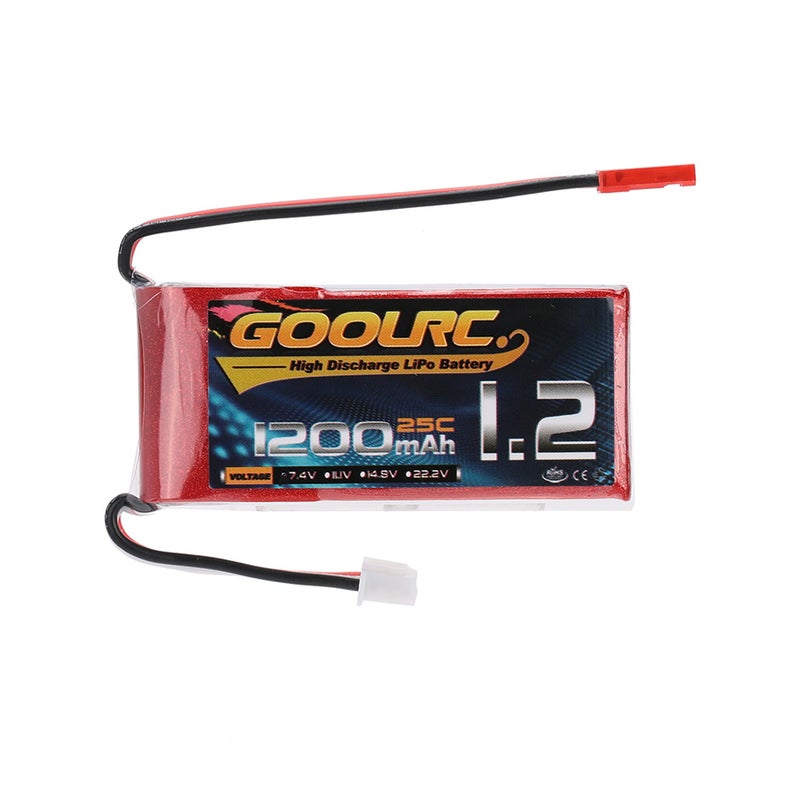 GoolRC - 2S 7.4V 1200mAh 25C Li-Po Battery With JST Plug 10.5 x 4 x 5.5cm - Image 1