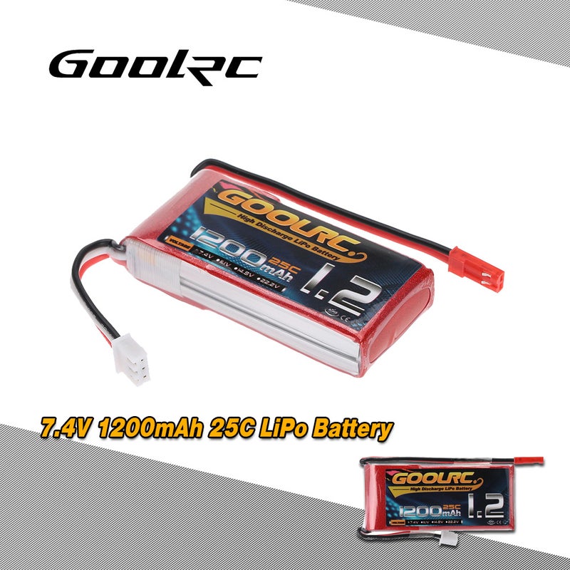 GoolRC - 2S 7.4V 1200mAh 25C Li-Po Battery With JST Plug 10.5 x 4 x 5.5cm - Image 1