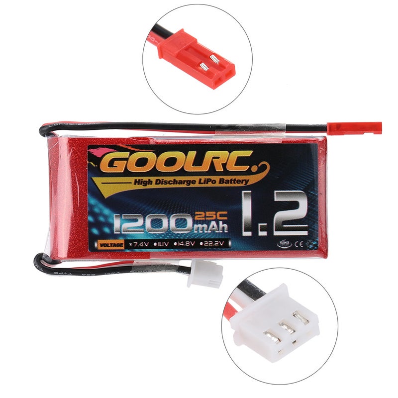 GoolRC - 2S 7.4V 1200mAh 25C Li-Po Battery With JST Plug 10.5 x 4 x 5.5cm - Image 1