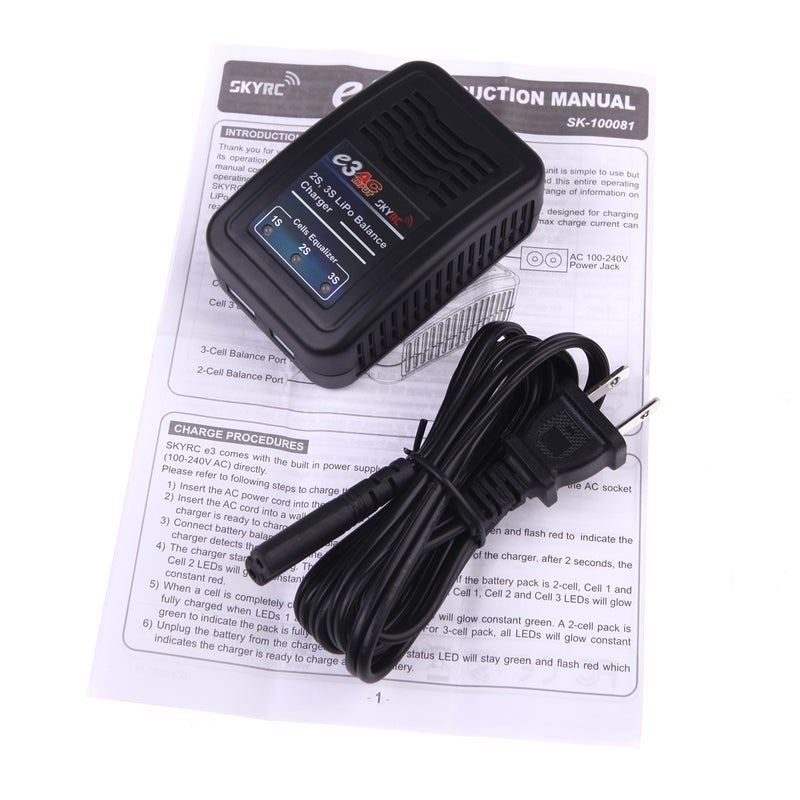 SKYRC - SK-100081 E3 AC Input 2S 3S Lipo Battery Balance Charger For RC Batteries 12 x 6.5 x 8cm - Image 1