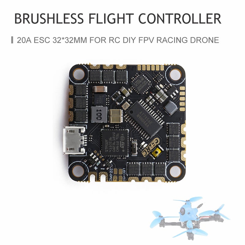GEPRC - GEP-20A-F4 Brushless Flight Controller For RC DIY FPV Racing Drone Support 15 x 1 x 8cm - Image 1