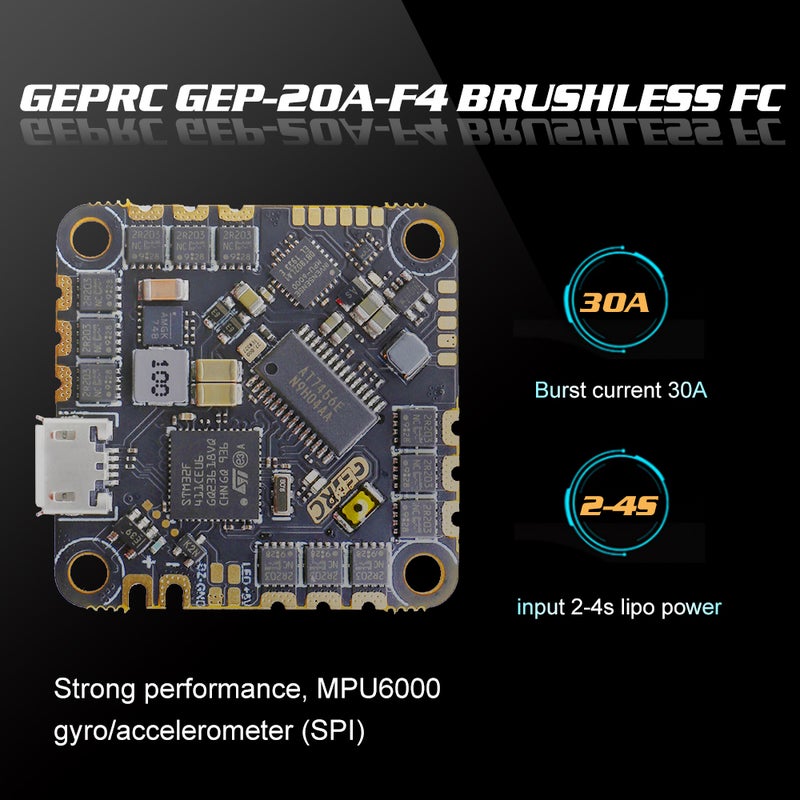 GEPRC - GEP-20A-F4 Brushless Flight Controller For RC DIY FPV Racing Drone Support 15 x 1 x 8cm - Image 1