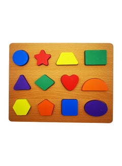 asmat Wooden Geometric Shapes Montessori Puzzle Bricks Preschool Learning Educational Game 30 x 23cm  - Image 1