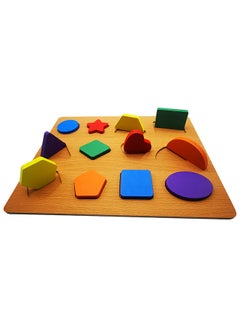 asmat Wooden Geometric Shapes Montessori Puzzle Bricks Preschool Learning Educational Game 30 x 23cm  - Image 2