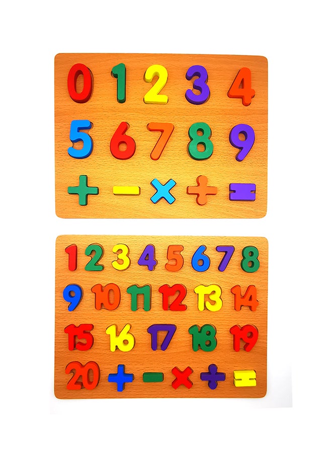 asmat Set Of 2 Wooden Numbers Puzzle Toys For Kids Preschool Learning 30 x 23cm - Image 1