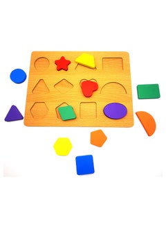 asmat Wooden Geometric Shapes Montessori Puzzle Bricks Preschool Learning Educational Game 30 x 23cm  - Image 3