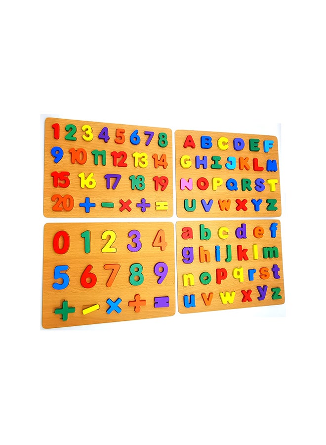 asmat Wooden Toys Early Learning Jigsaw Letter Alphabet Number Shape Puzzle Preschool Educational Toys 30 x 23cm - Image 1