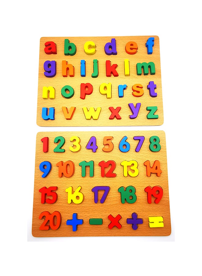 asmat Wooden Number/Alphabet Puzzle Board For Toddlers Educational Early Learning Toys 30 x 23cm - Image 1