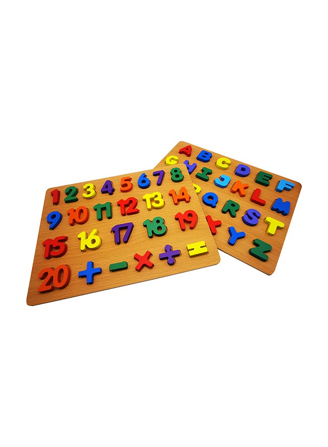 asmat Wooden Alphabet & Number Puzzle Boards For Educational Early Learning Toys 30 x 23cm - Image 3