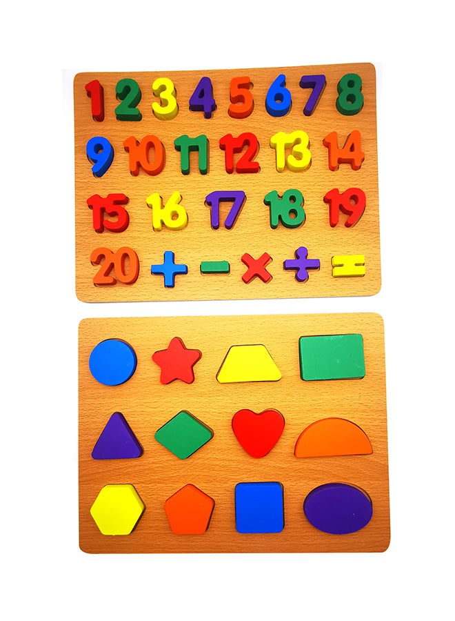 asmat Wooden Learning Numbes & Geometric Shape Puzzle 30 x 23cm - Image 1