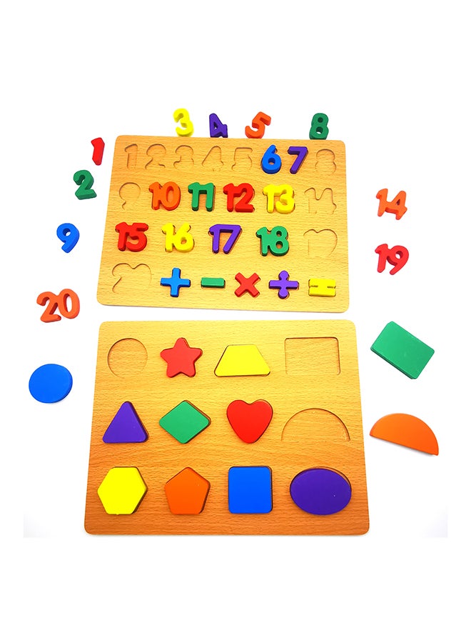 asmat Wooden Learning Numbes & Geometric Shape Puzzle 30 x 23cm - Image 2