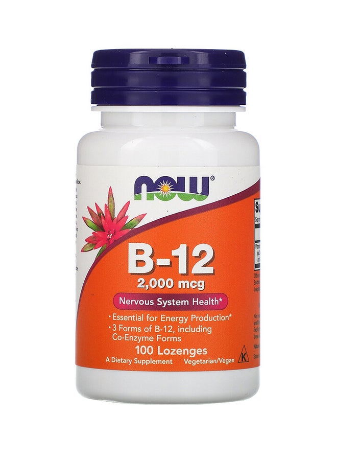 Now Foods - B-12 Nervous System Health Dietary Supplement 2000mcg - 100 Lozenges - Image 1