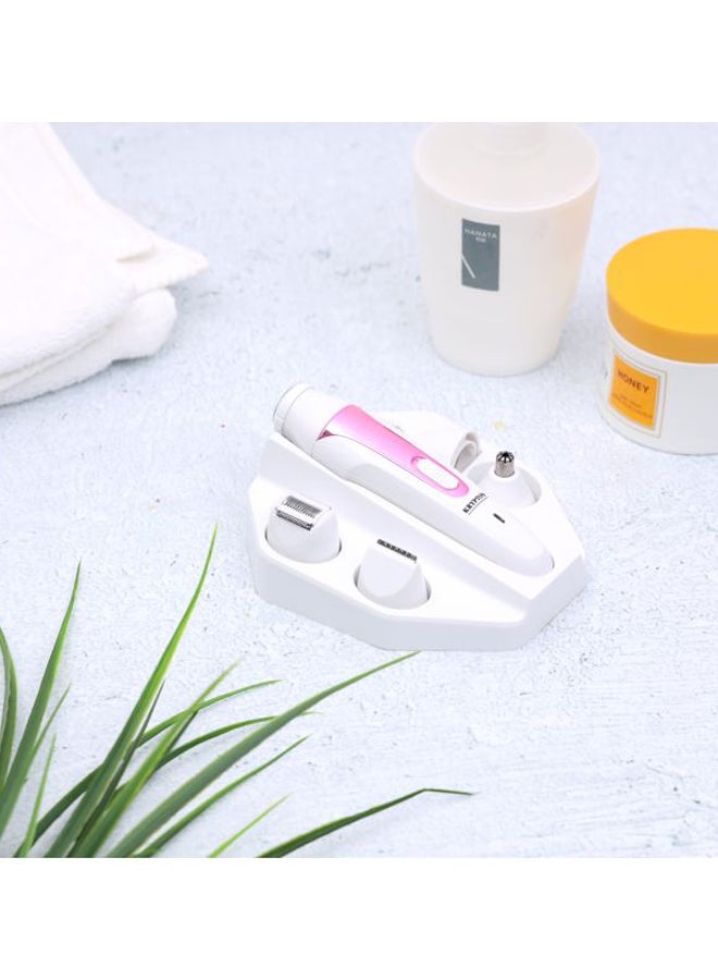 KRYPTON 5-In-1 Portable Hair Trimmer Shaver Pink/White  - Image 5