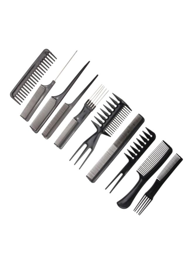 10-Piece Professional Styling Comb Set Black - Image 2