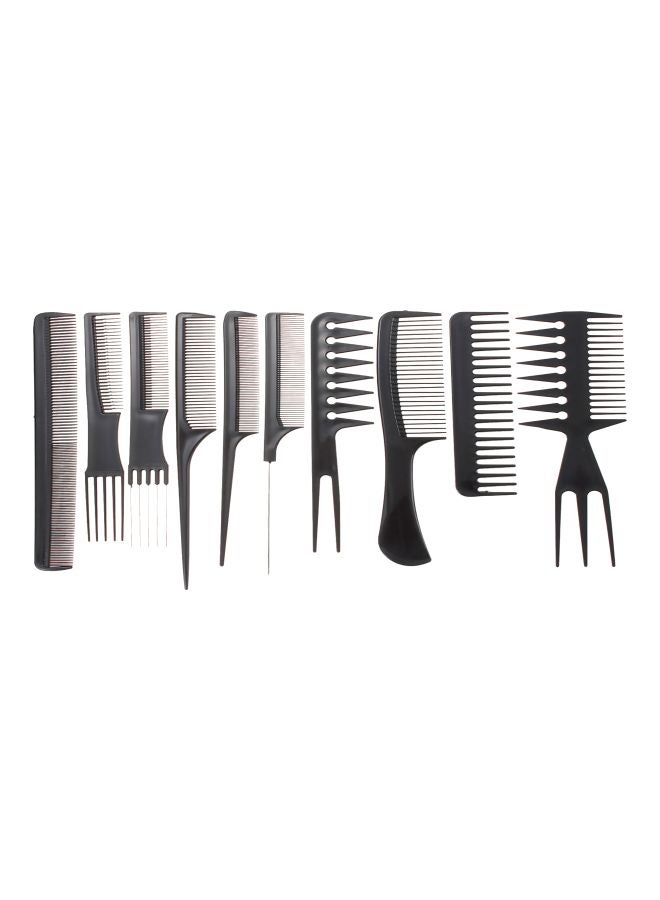10-Piece Professional Styling Comb Set Black - Image 1