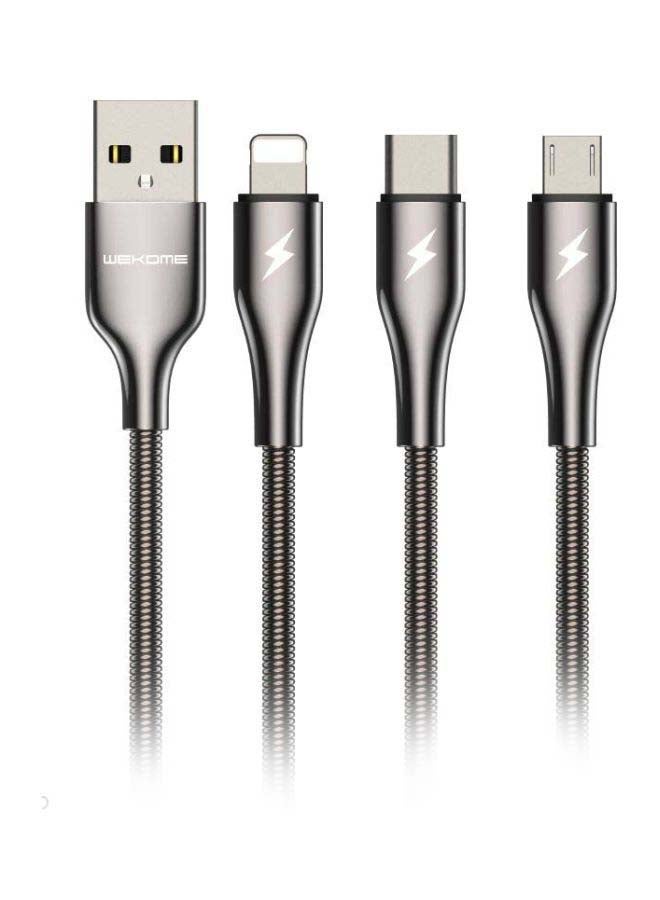 WK DESIGN Kingkong Pro 3-In-1 USB Cable Connector Silver/Tarnish - Image 1