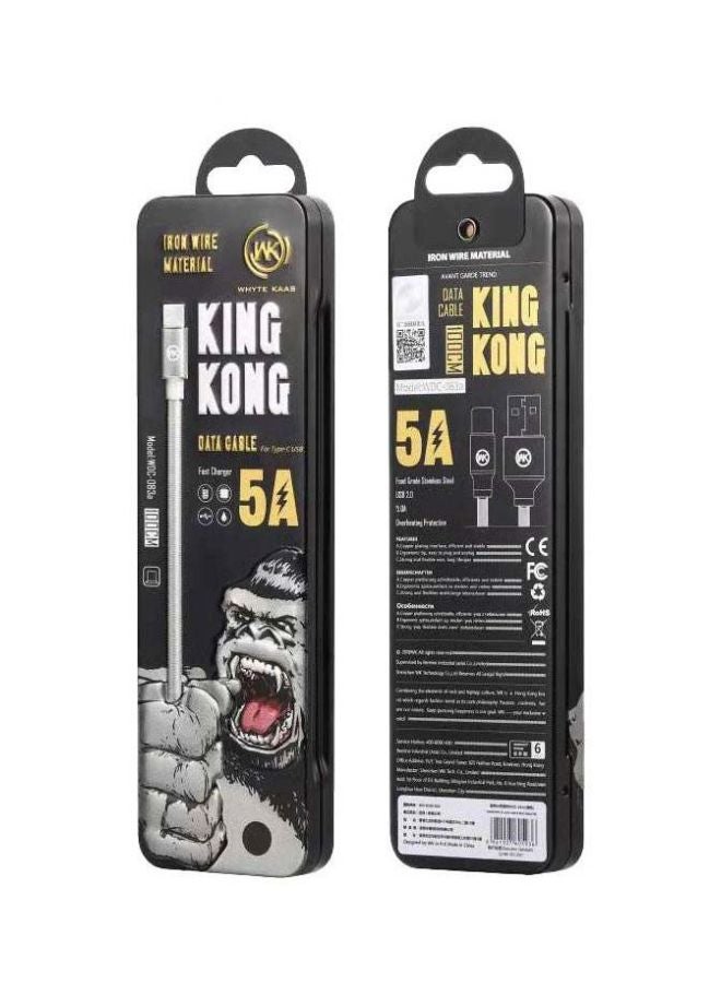 WK DESIGN Kingkong Type-C Data Cable Silver - Image 2