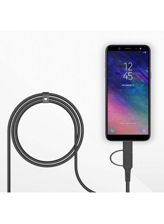 LOGIIX 2-In-1 USB To Type-C And Micro USB Cable Black  - Image 2
