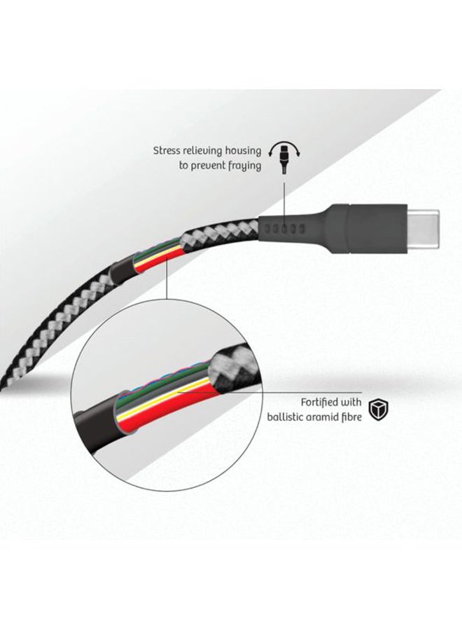 LOGIIX Piston Armour USB-A To USB-C Cable Black  - Image 2