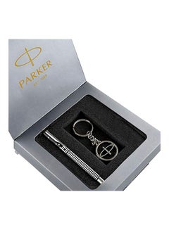 PARKER 2-Piece Vector Roller Ball Pen With Key Chain Black/White  - Image 4