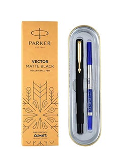 PARKER 2-Piece Vector Roller Ball Pen With Refill Black/Gold  - Image 1
