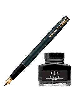PARKER 2-Piece Frontier GT Fountain Pen With Quink Ink Bottle Matte Black  - Image 1