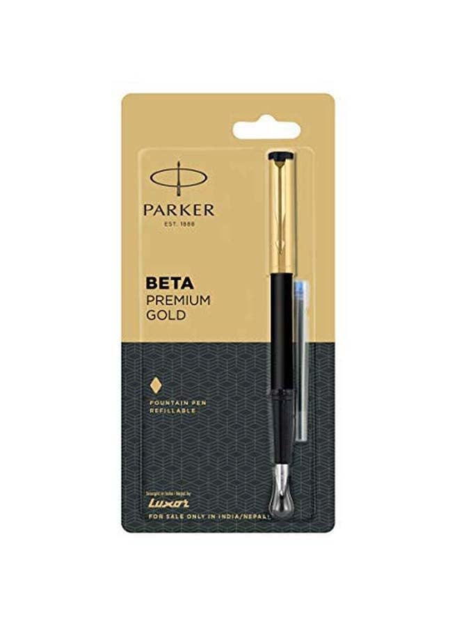 PARKER Beta Premium Fountain Pen With Refill Black/Gold/Silver - Image 1