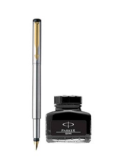 PARKER Vector Fountain Pen With Quink Ink Bottle Black  - Image 1