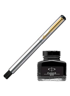 PARKER Vector Fountain Pen With Quink Ink Bottle Black  - Image 3