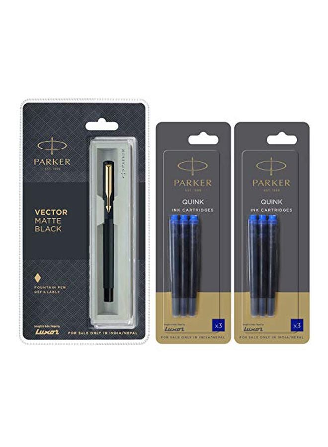 PARKER - Vector Gt Fountain Pen With Quink Ink Cartridge Black - Image 1