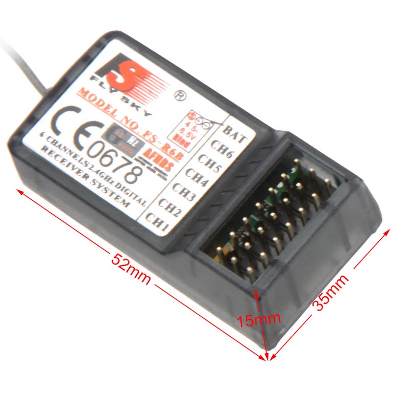 FS-R6B 2.4Ghz 6CH Receiver For TH9X FS-CT6B FS-T6 Transmitter 7cm