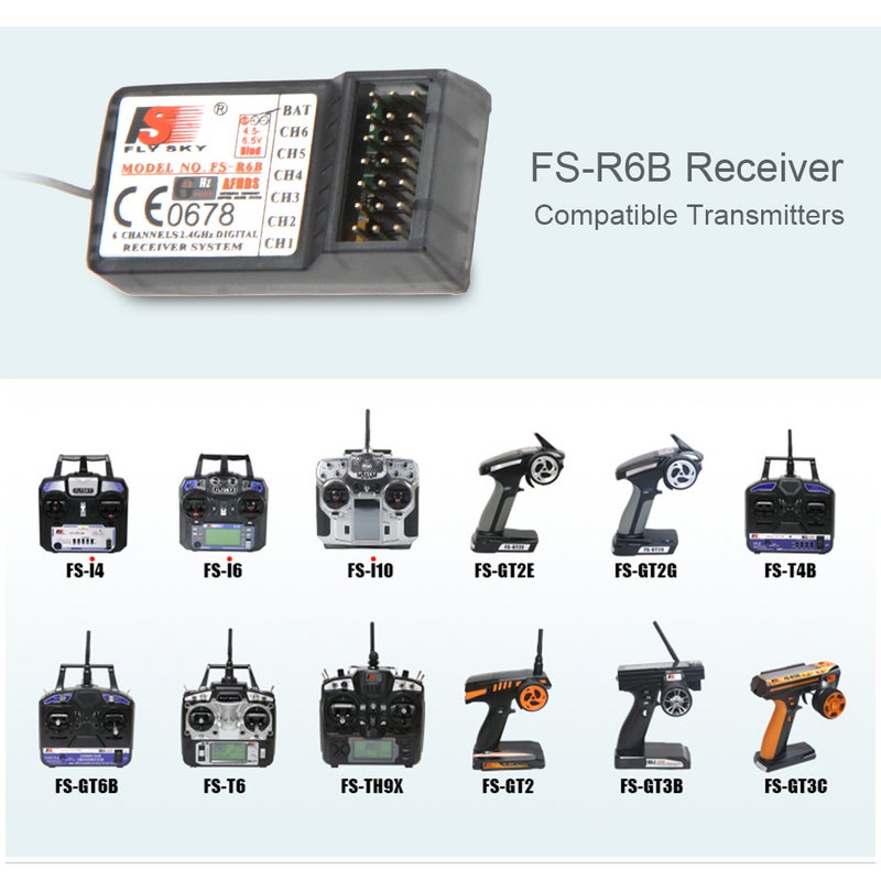 FS-R6B 2.4Ghz 6CH Receiver For TH9X FS-CT6B FS-T6 Transmitter 7cm