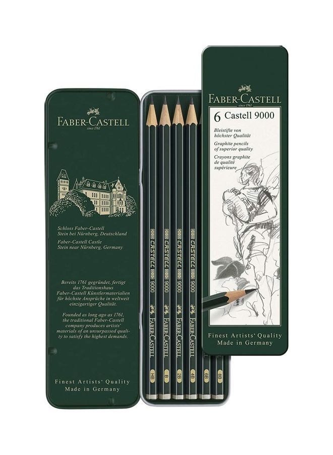 FABER-CASTELL - 6-Piece Castell 9000 Pencils Green - Image 1