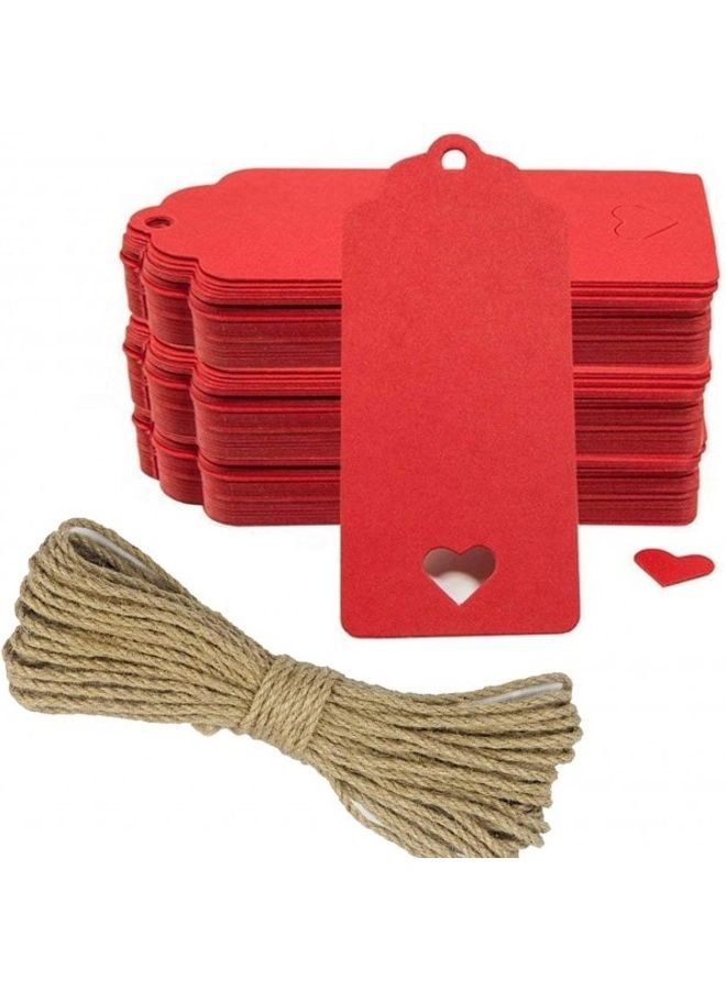 Premify 200-Pieces Craft Paper Gift Tags With Natural Jute Twine Red/Brown - Image 1