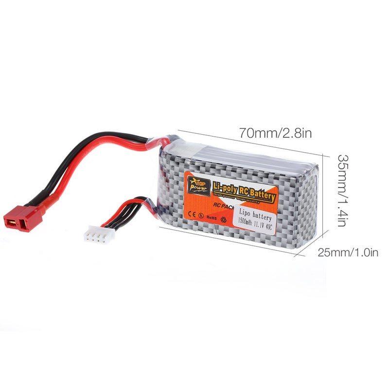 ZOP POWER - 3S 11.1V 1500mAh 40C T Plug LiPo Battery For Racing Quadcopter RC Car Boat 10.4cm - Image 1